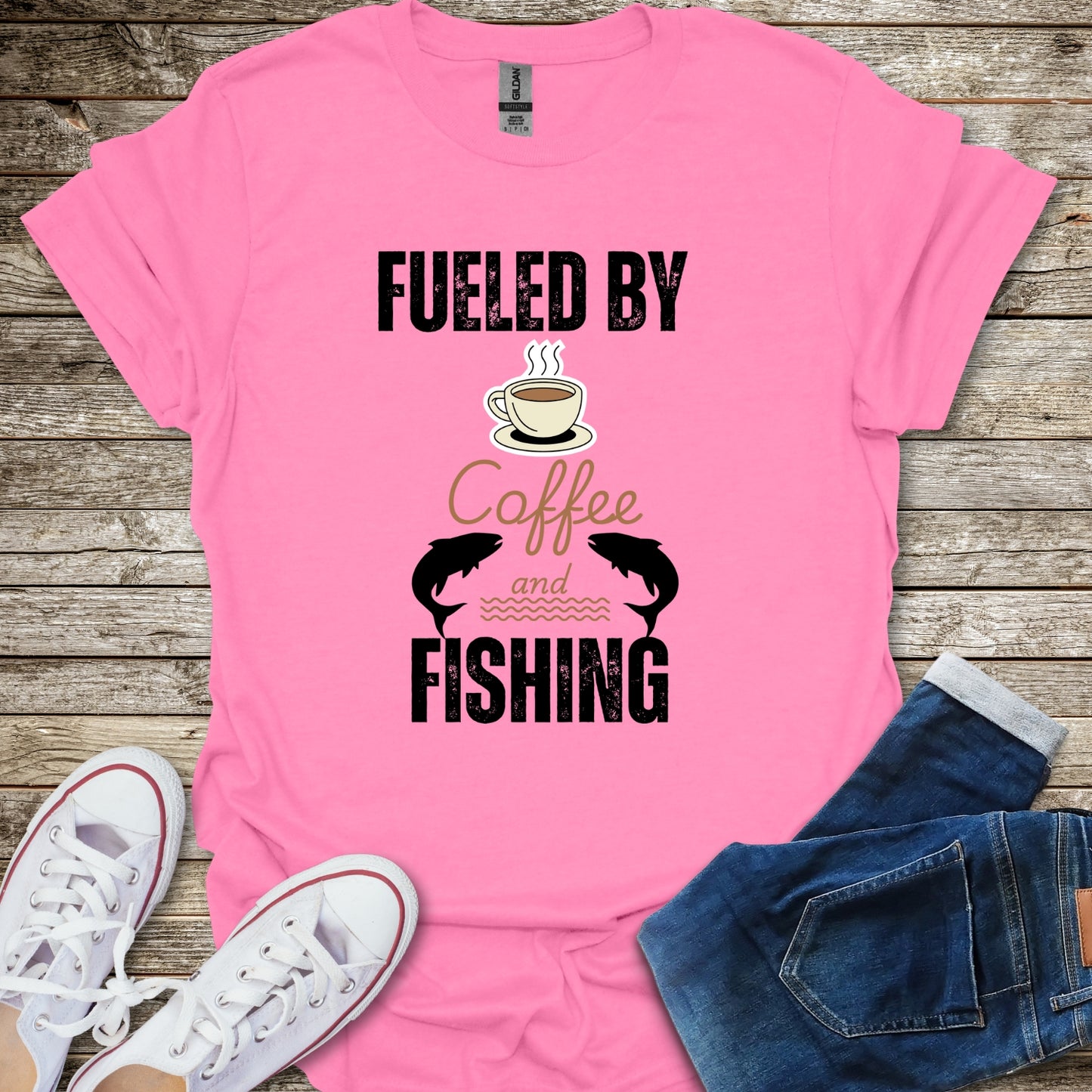 Fueled By Coffee and Fishing T-Shirt