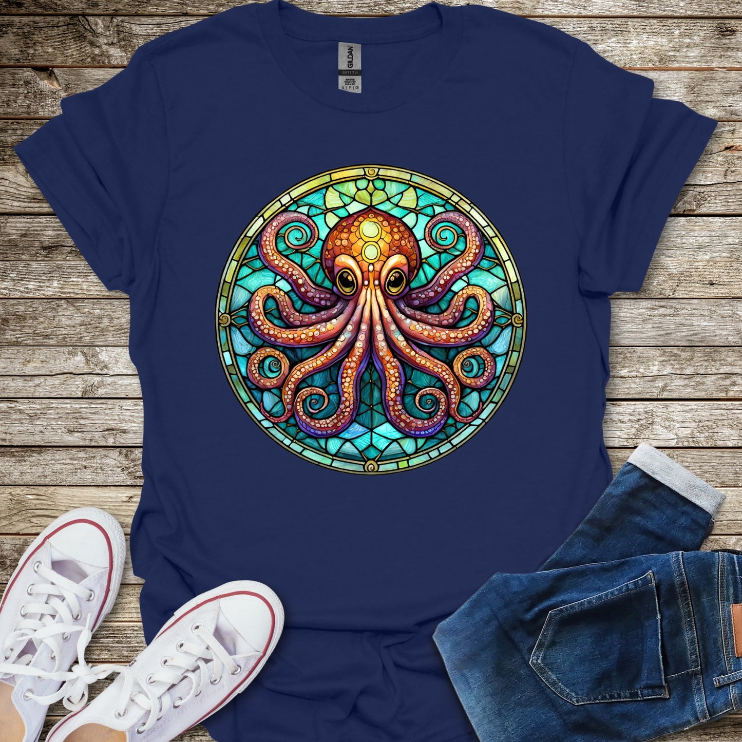 Stained Glass Octopus T-Shirt