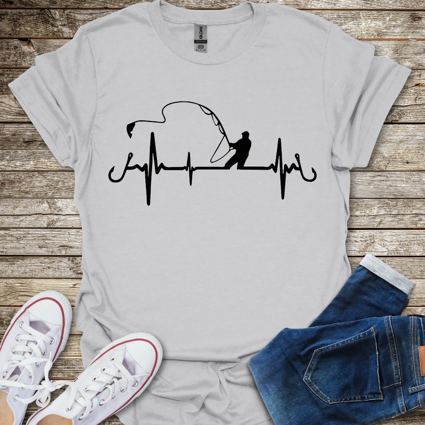 Fishing Heartbeat T-Shirt