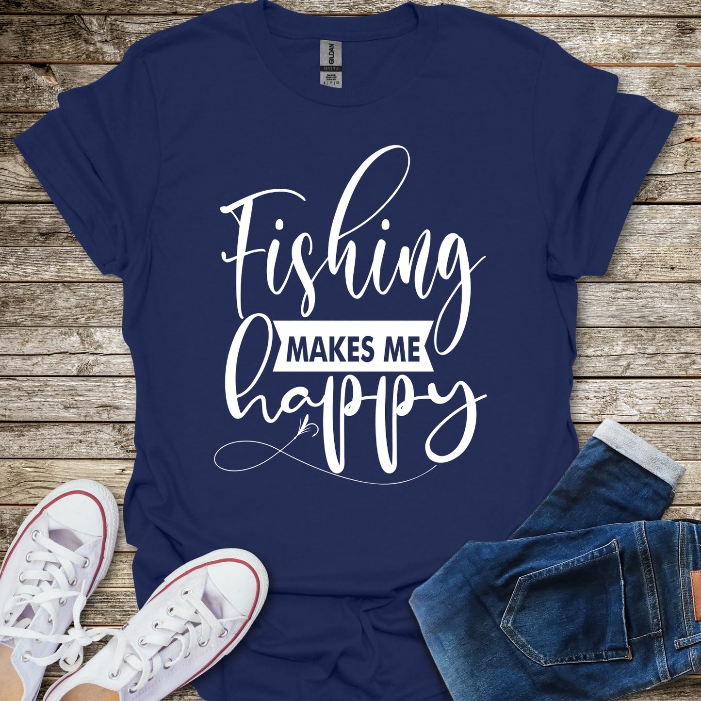 Fishing Makes Me Happy T-Shirt