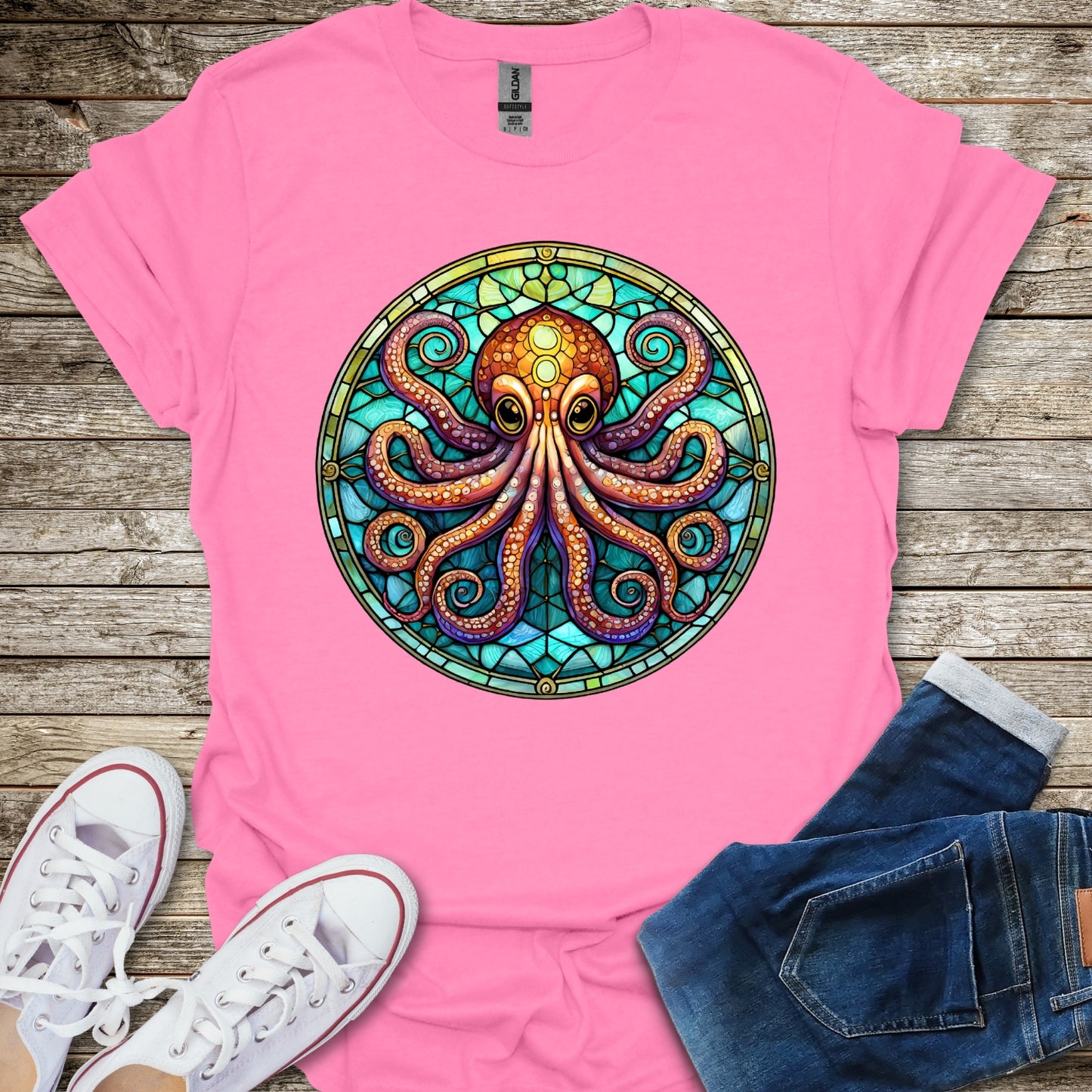 Stained Glass Octopus T-Shirt