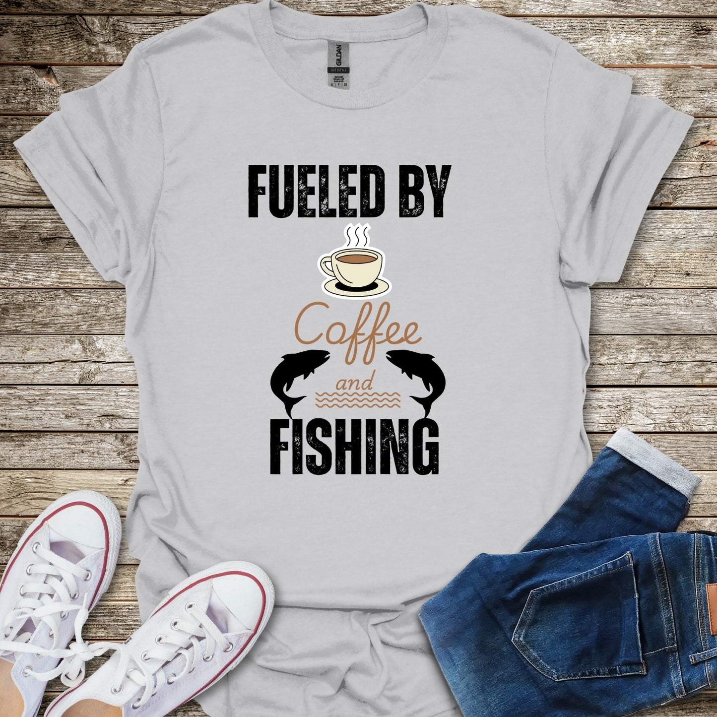 Fueled By Coffee and Fishing T-Shirt