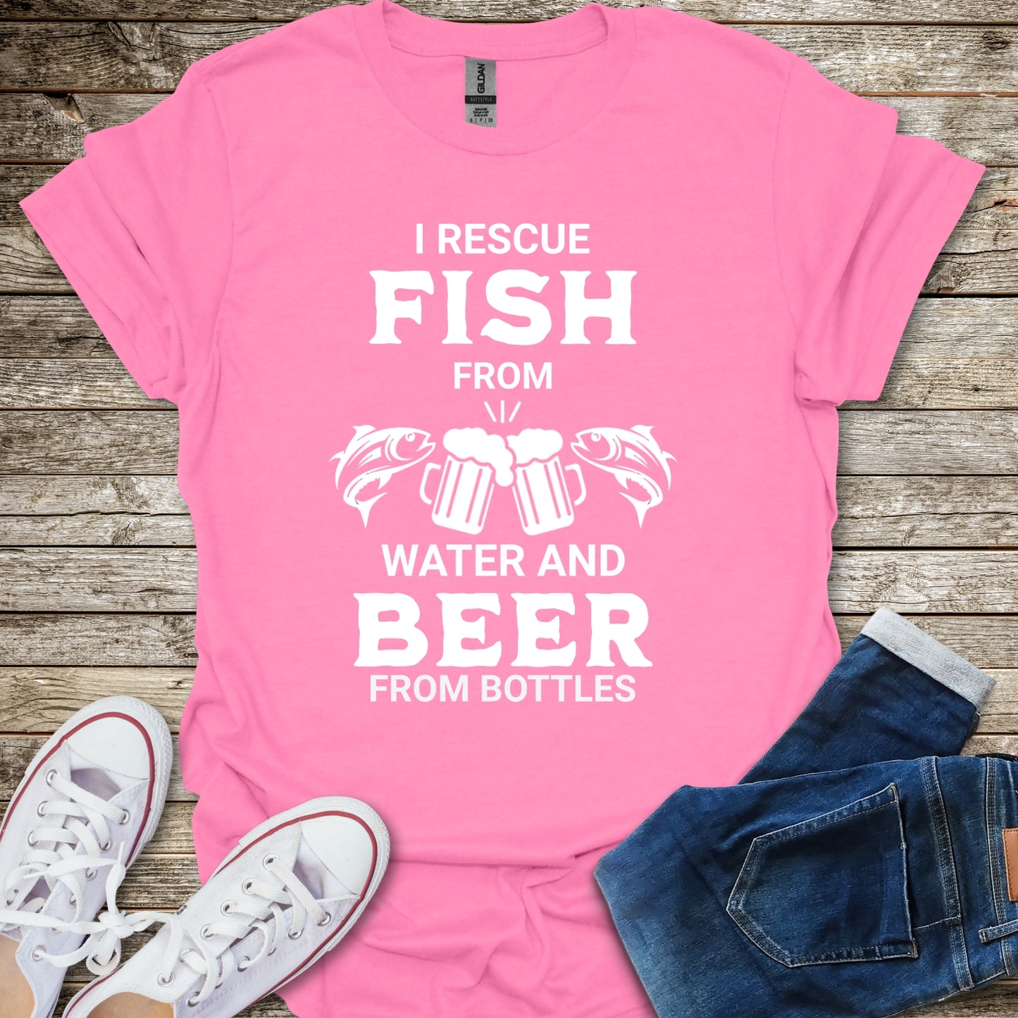 I Rescue Fish From Water and Beer From Bottles T-Shirt