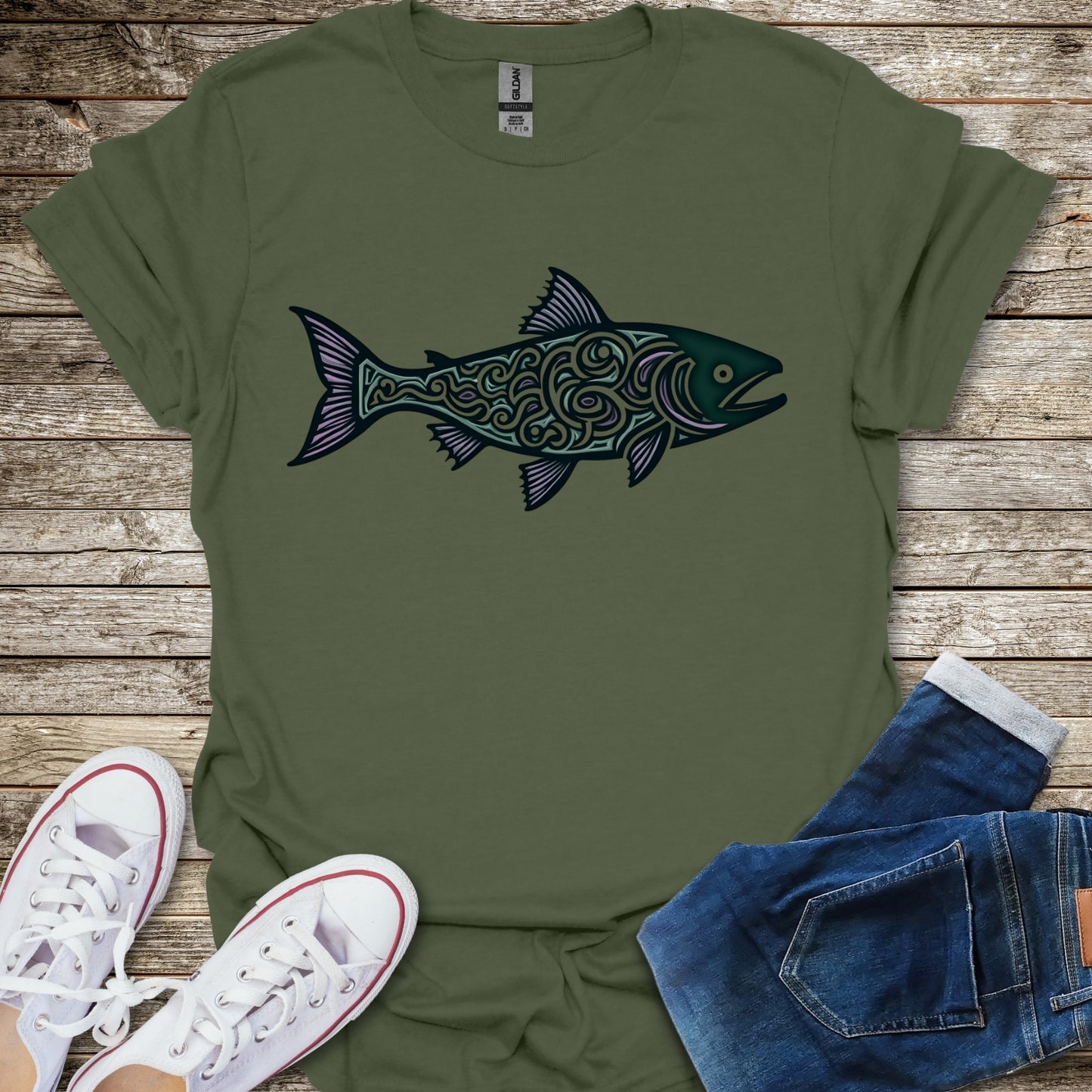 Abstract Salmon T-Shirt