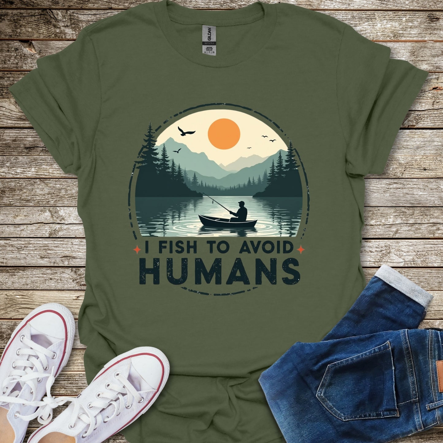 I Fish to Avoid Humans T-Shirt