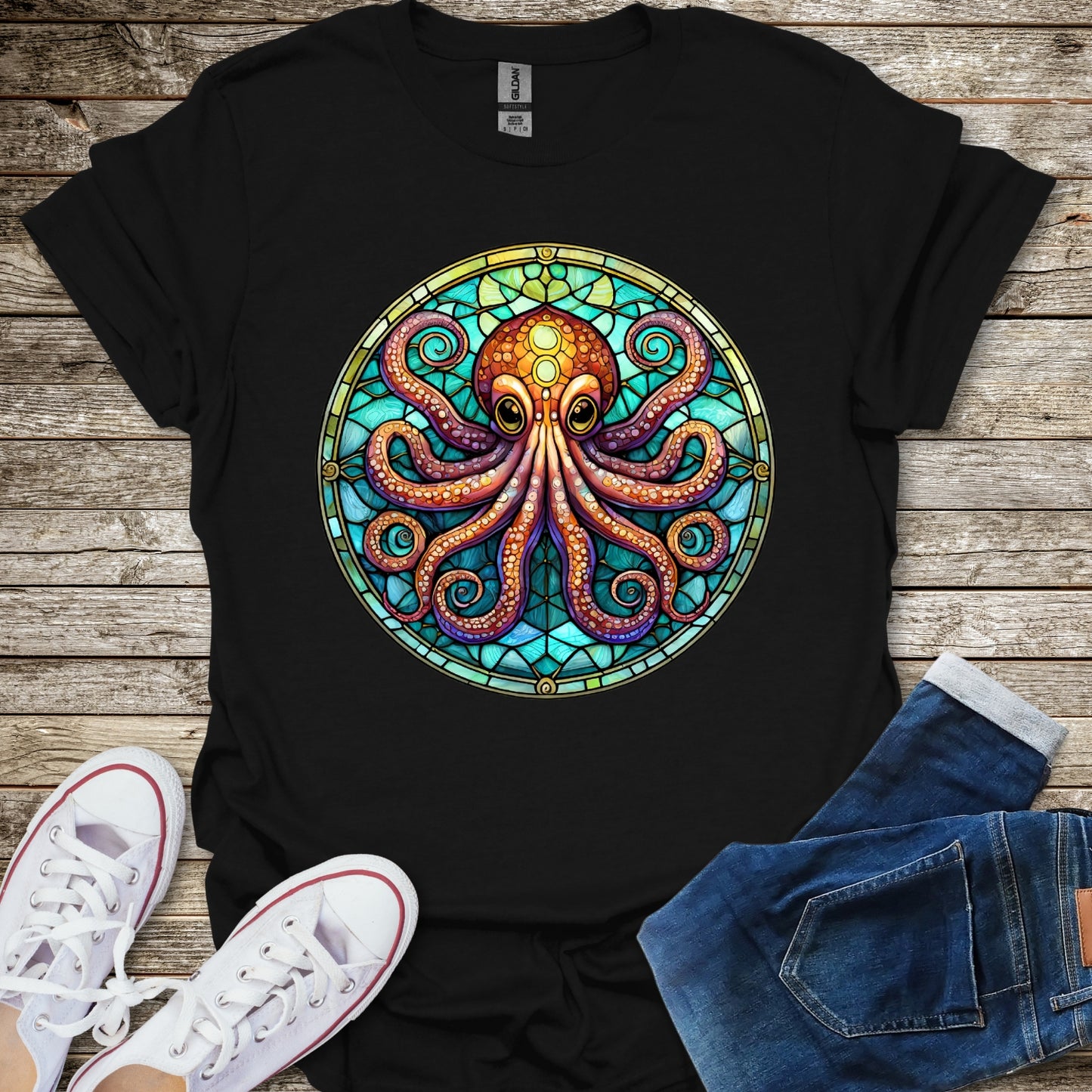 Stained Glass Octopus T-Shirt