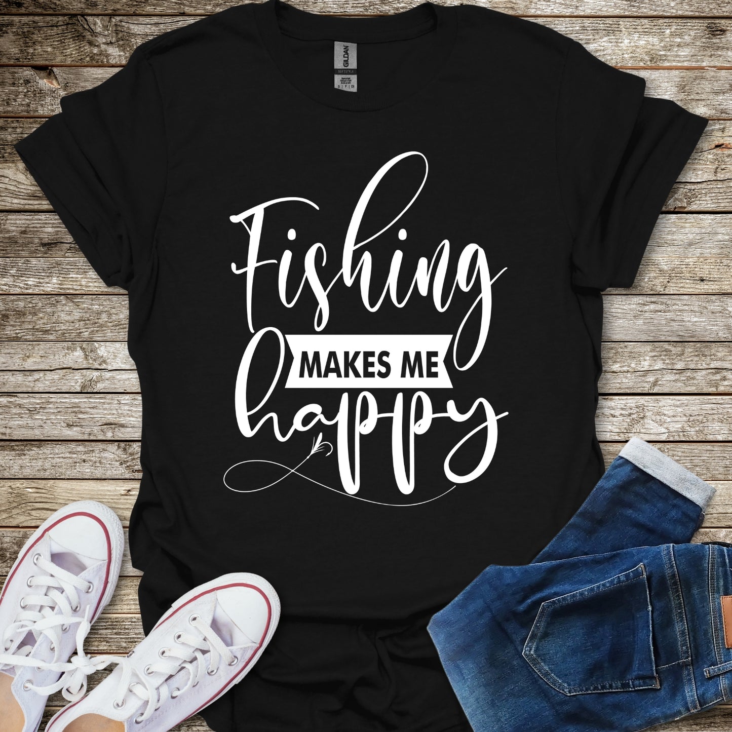Fishing Makes Me Happy T-Shirt