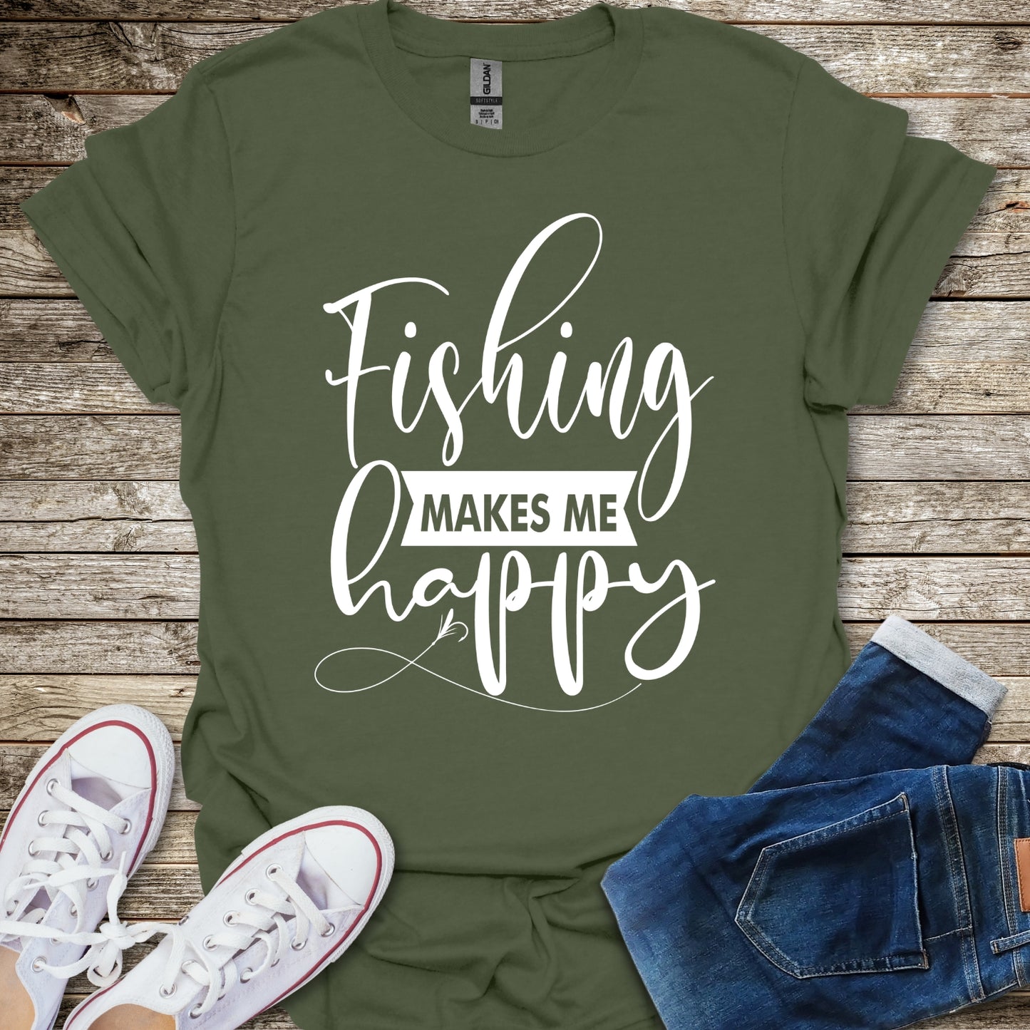 Fishing Makes Me Happy T-Shirt