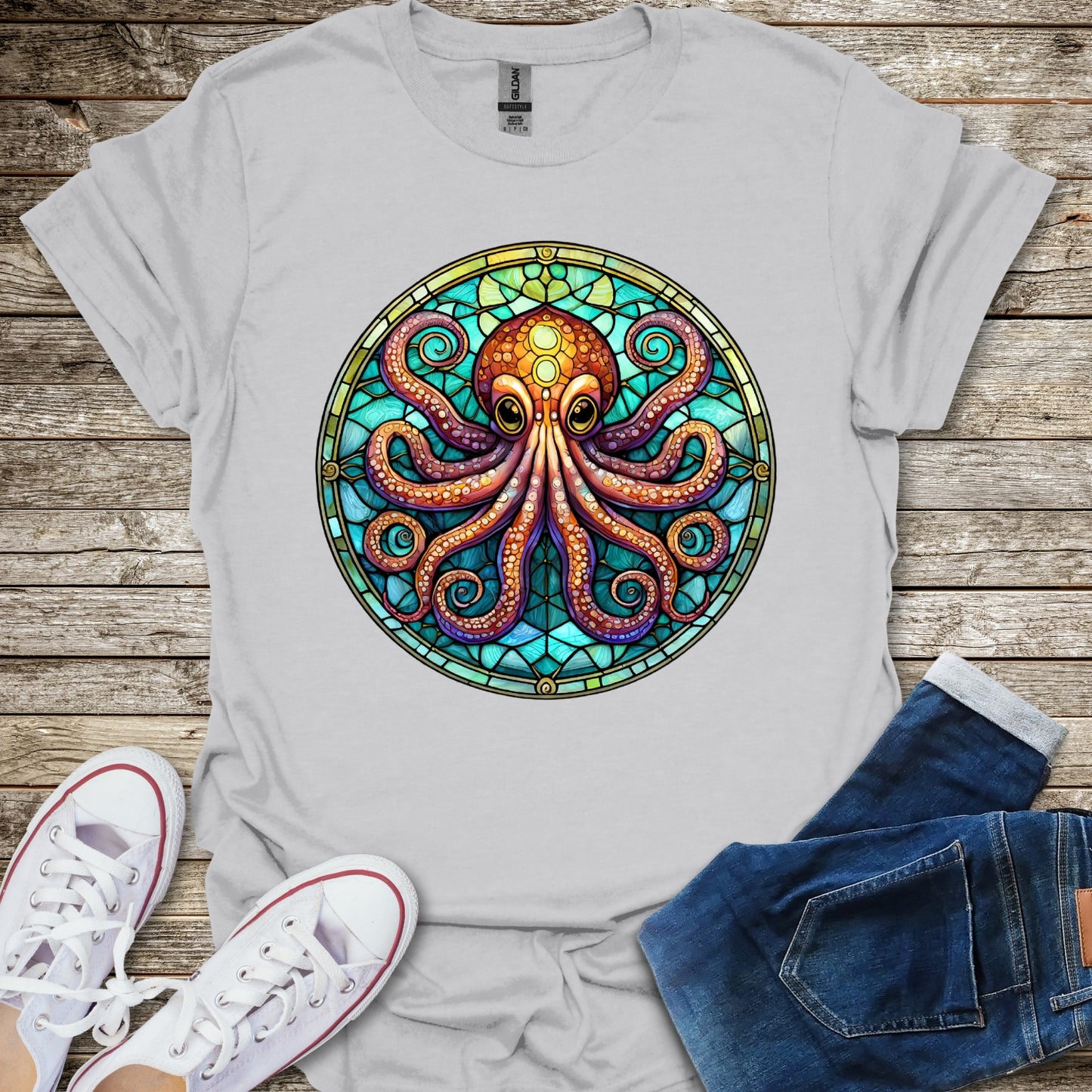 Stained Glass Octopus T-Shirt