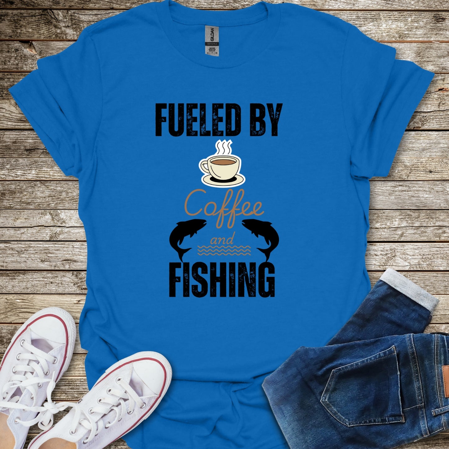Fueled By Coffee and Fishing T-Shirt
