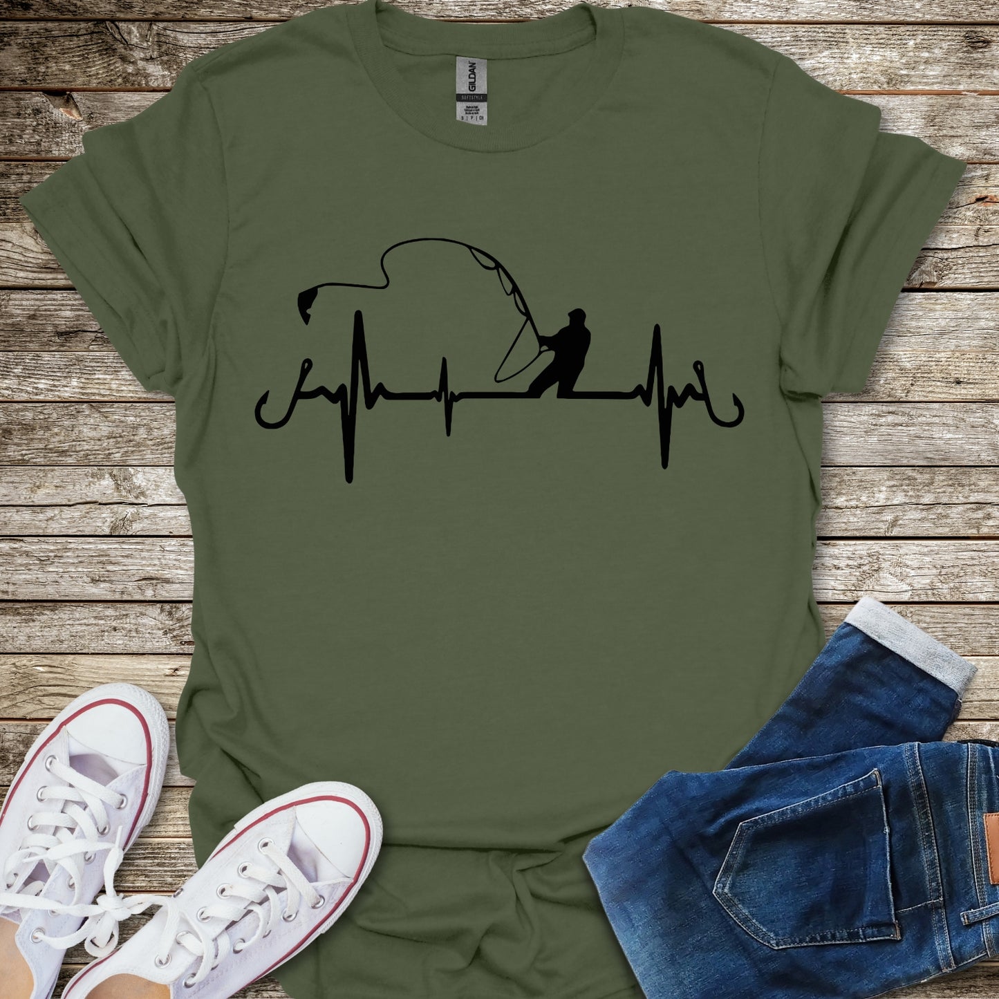 Fishing Heartbeat T-Shirt