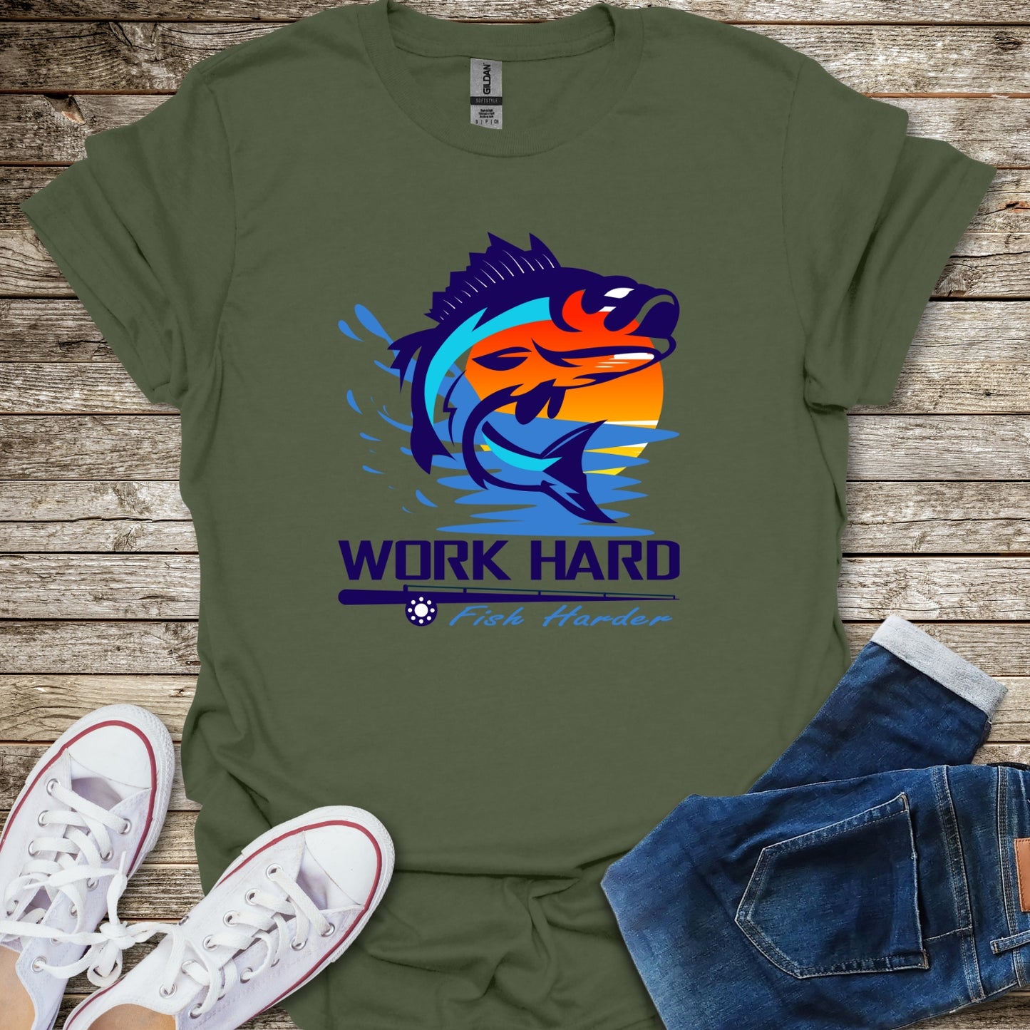Work Hard Fish Harder T-Shirt