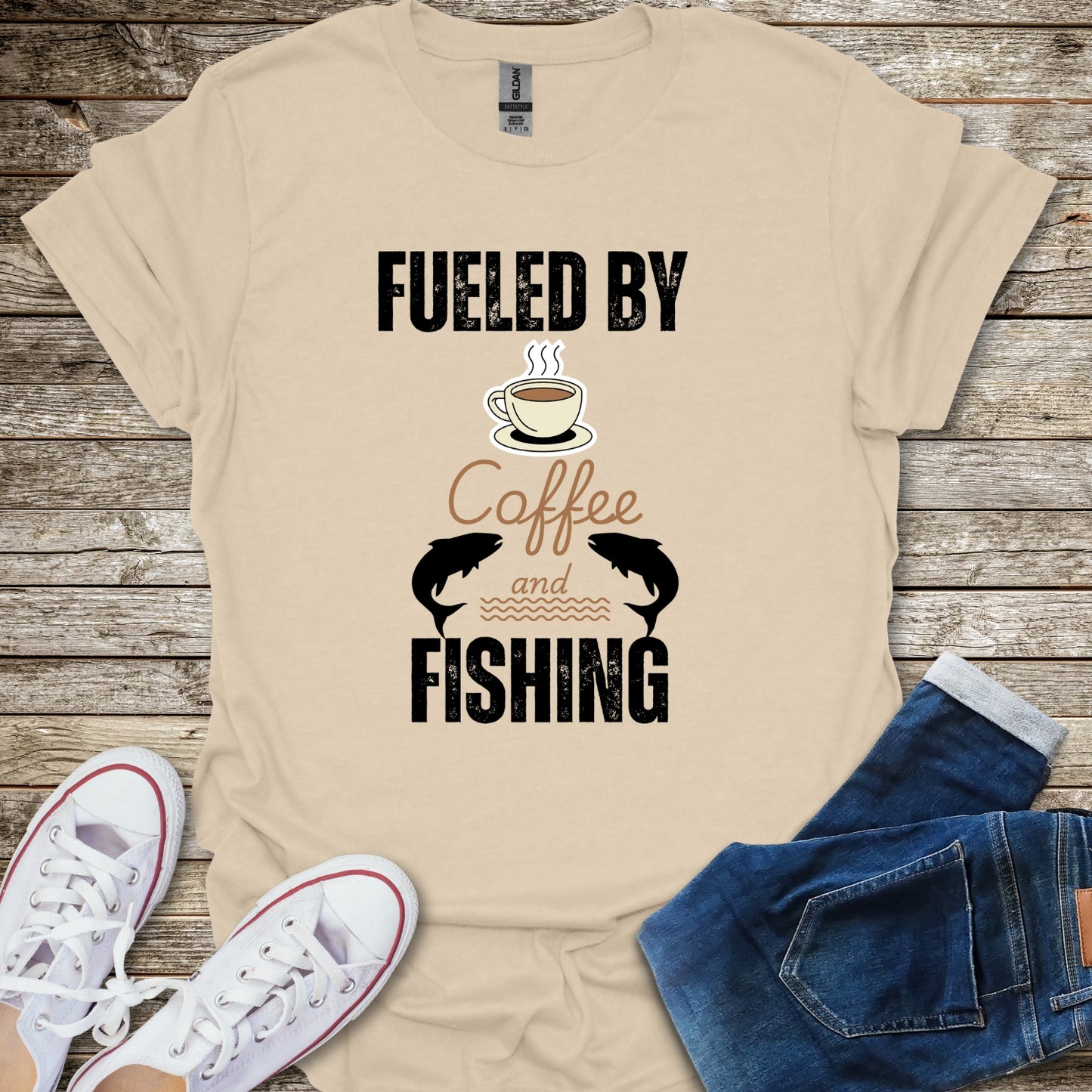 Fueled By Coffee and Fishing T-Shirt