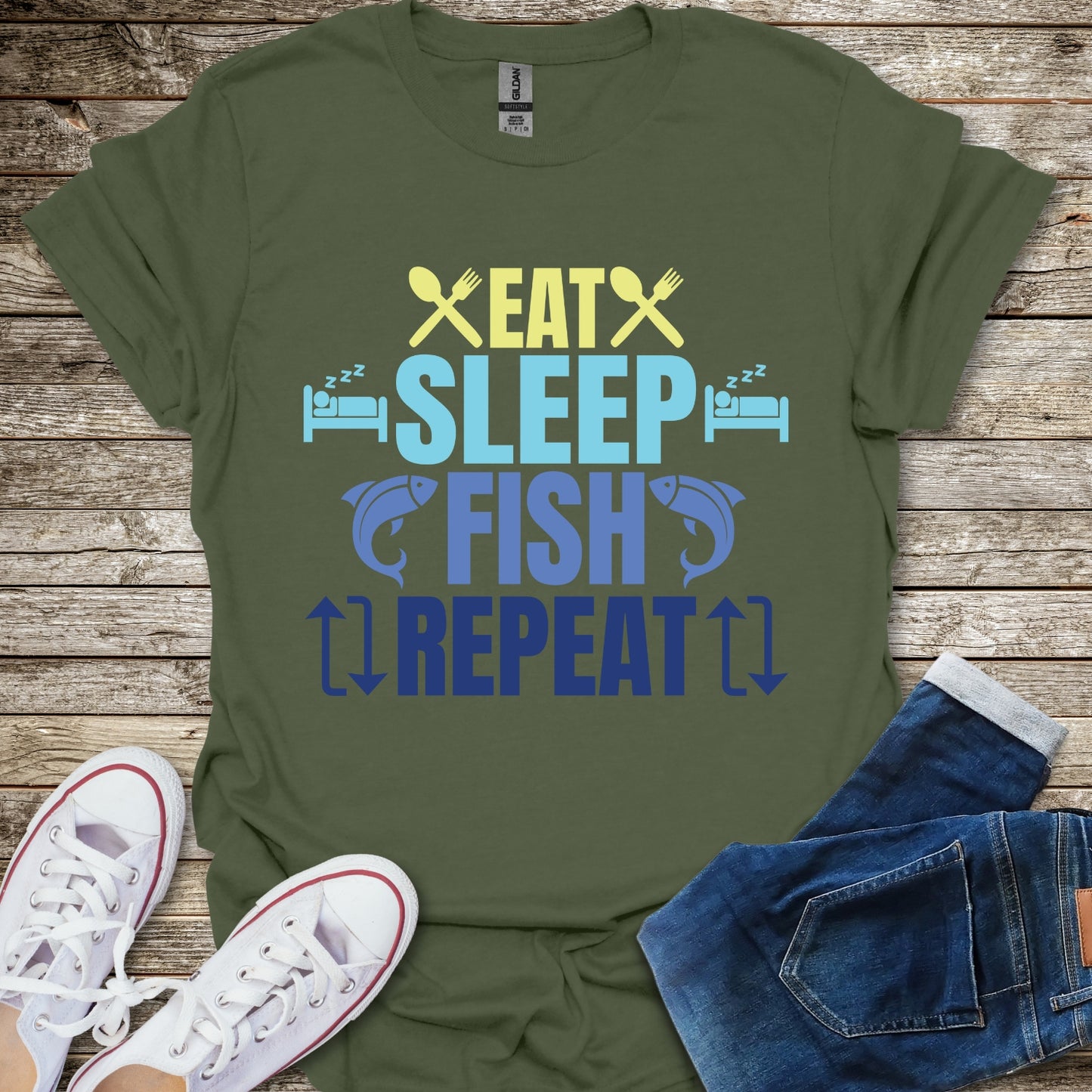 Eat Sleep Fish Repeat T-Shirt