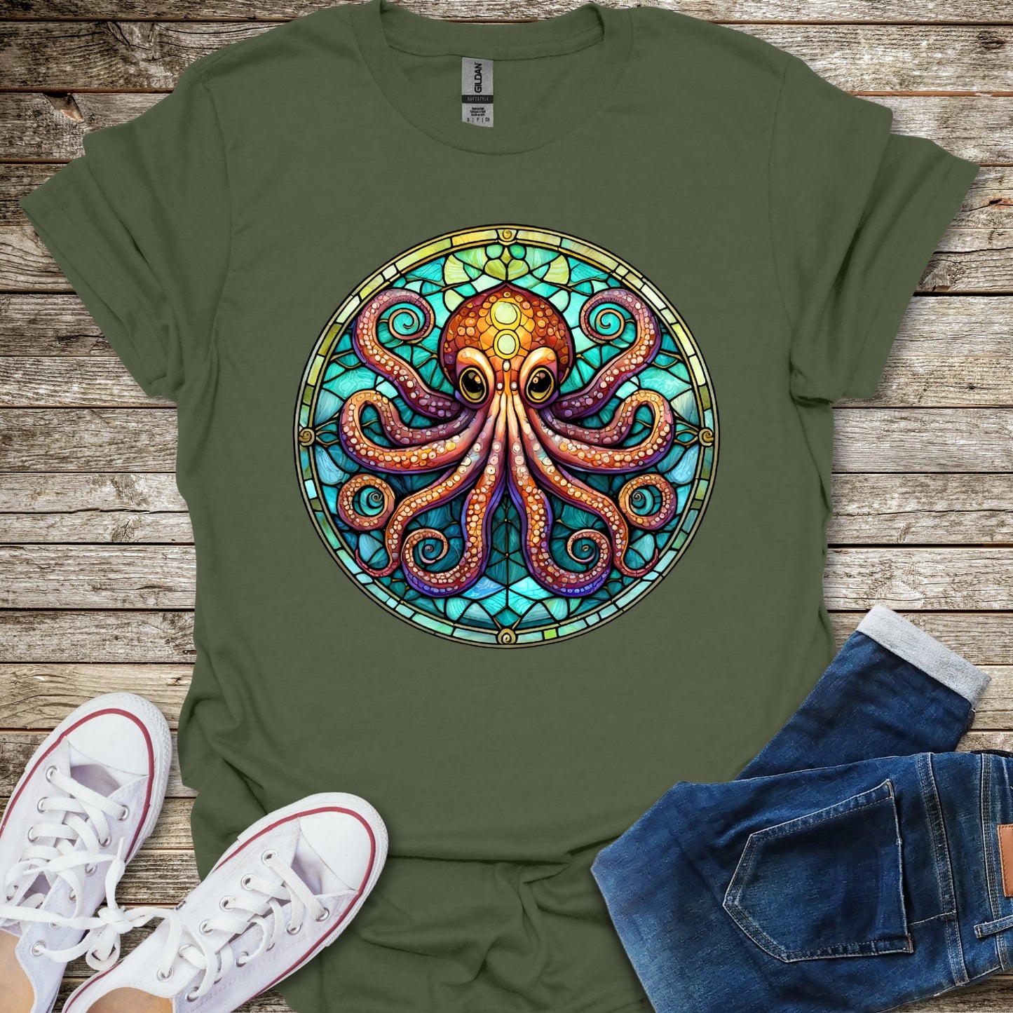 Stained Glass Octopus T-Shirt