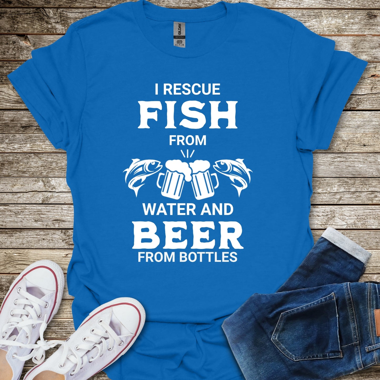 I Rescue Fish From Water and Beer From Bottles T-Shirt