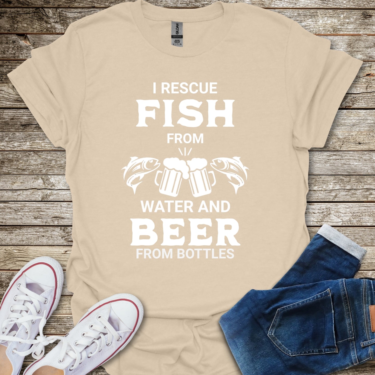 I Rescue Fish From Water and Beer From Bottles T-Shirt