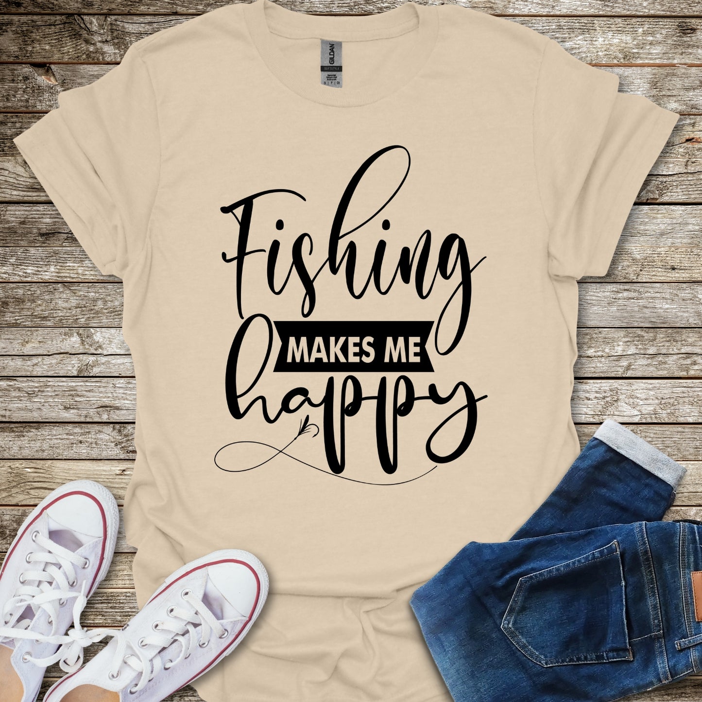 Fishing Makes Me Happy T-Shirt