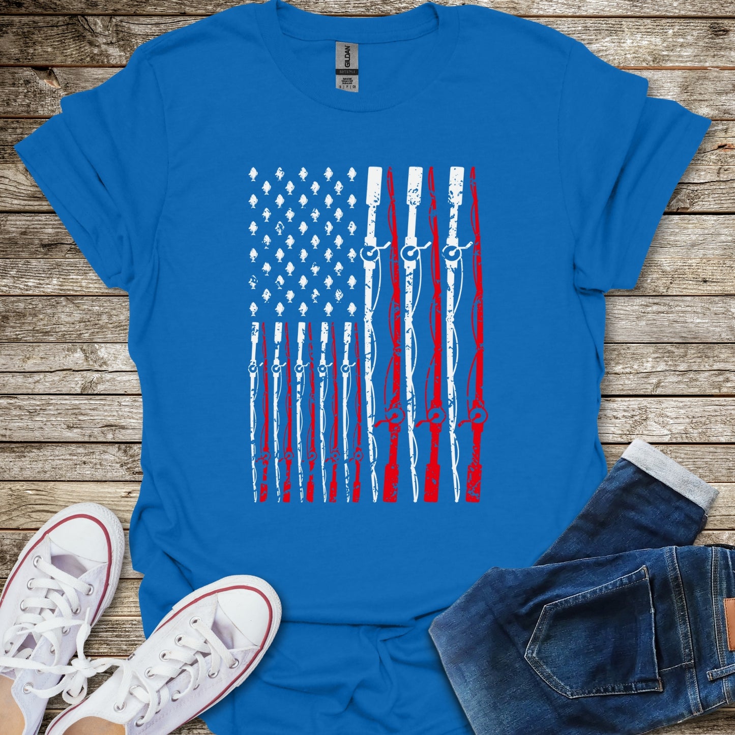 American Flag Fishing Rods T-Shirt