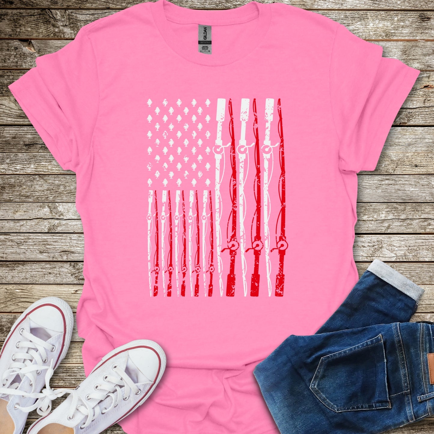 American Flag Fishing Rods T-Shirt