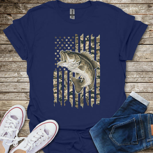 Camo Bass USA Flag T-Shirt