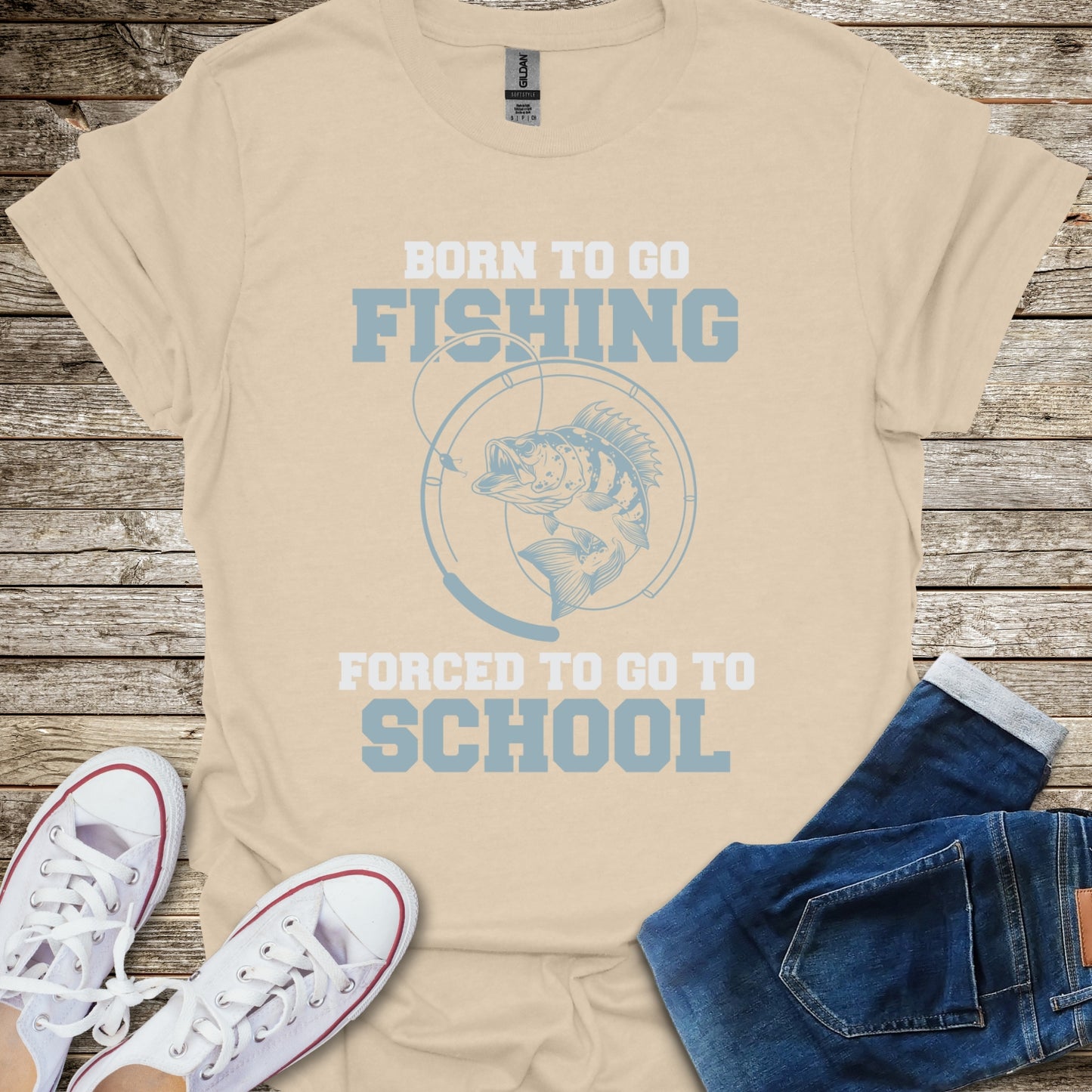 Born To Go Fishing Forced To Go To School T-Shirt