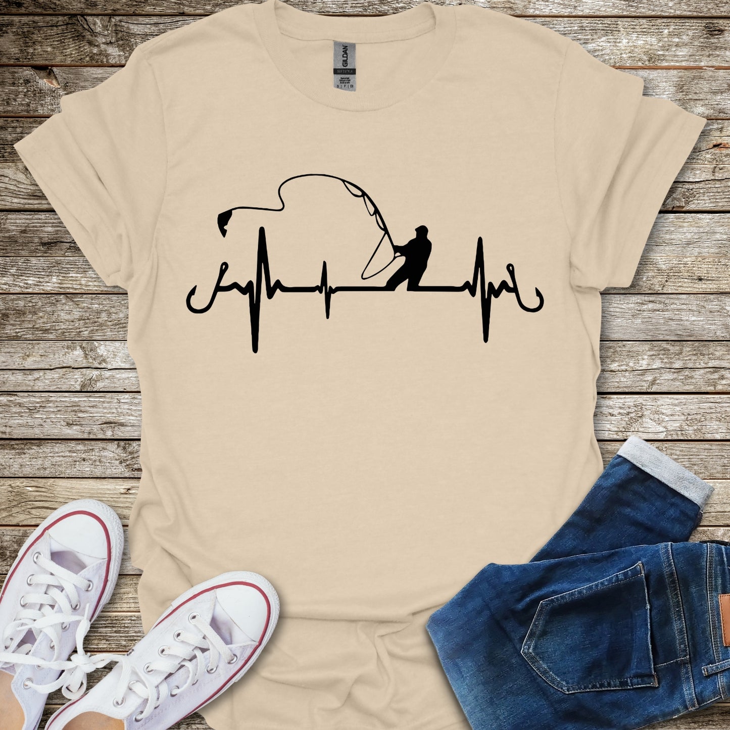 Fishing Heartbeat T-Shirt