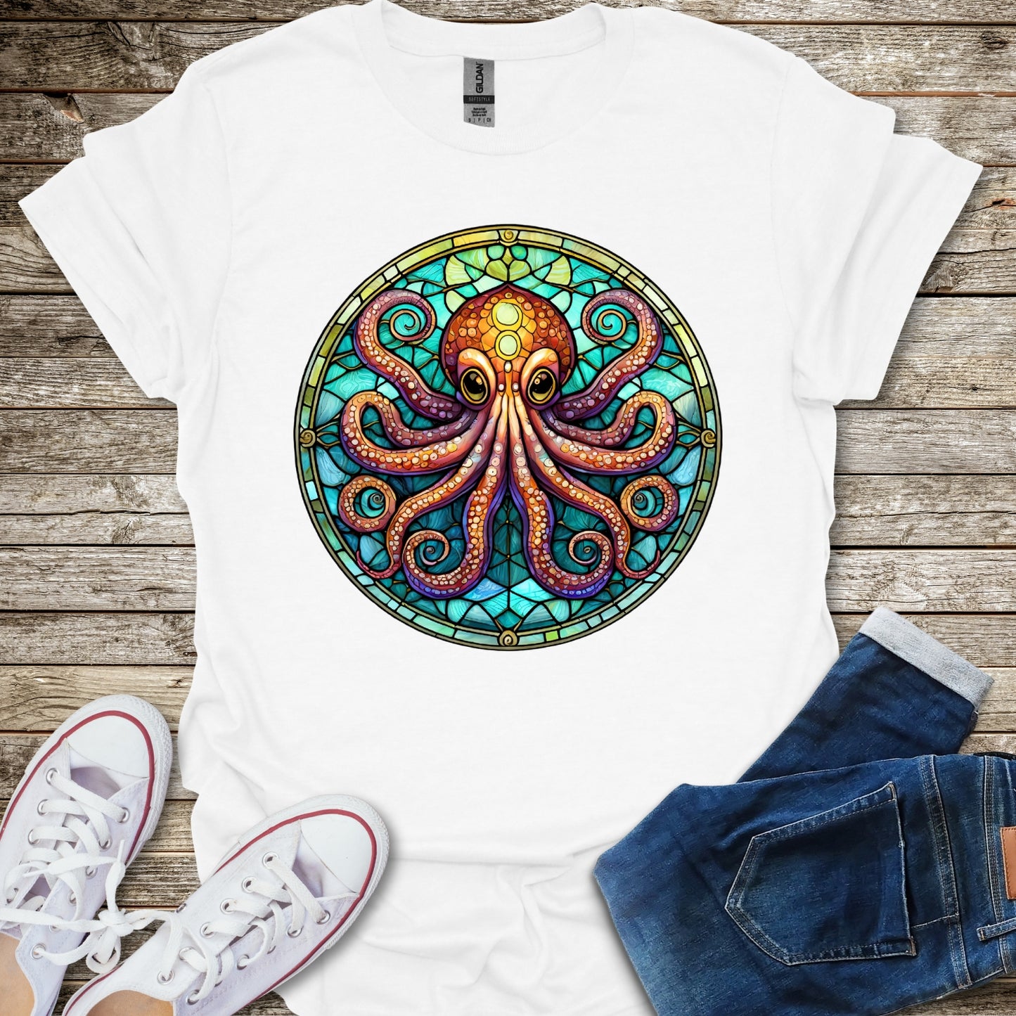 Stained Glass Octopus T-Shirt